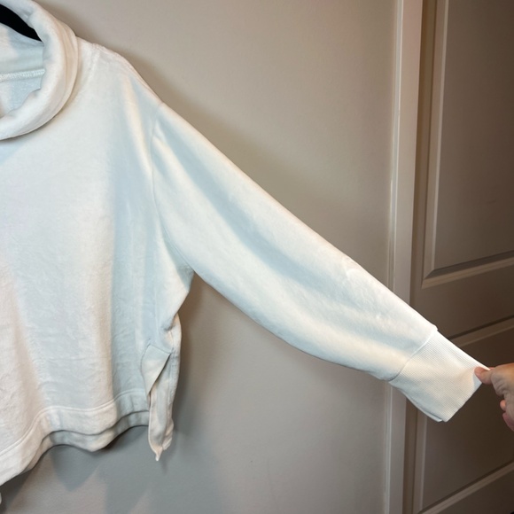 Athleta Womens Double Cozy Karma Funnel Neck Sweatshirt Seasalt Pullover Soft XL - Picture 4 of 12
